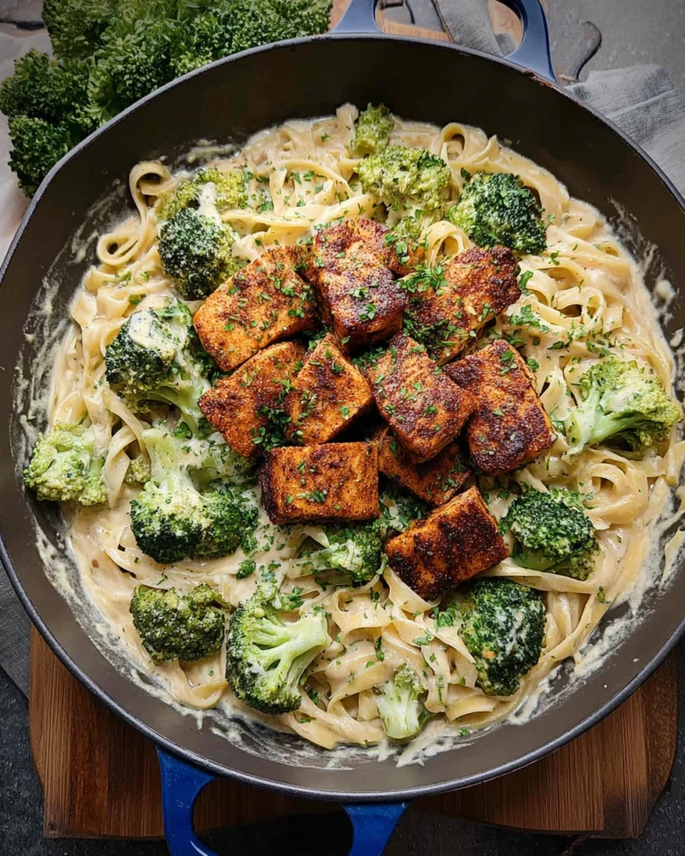 Blackened Salmon and Broccoli Alfredo