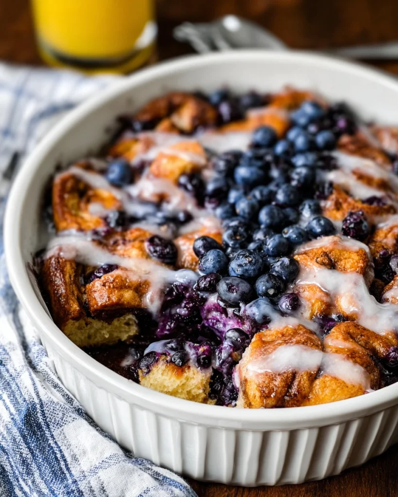 Blueberry Cinnamon Roll Casserole