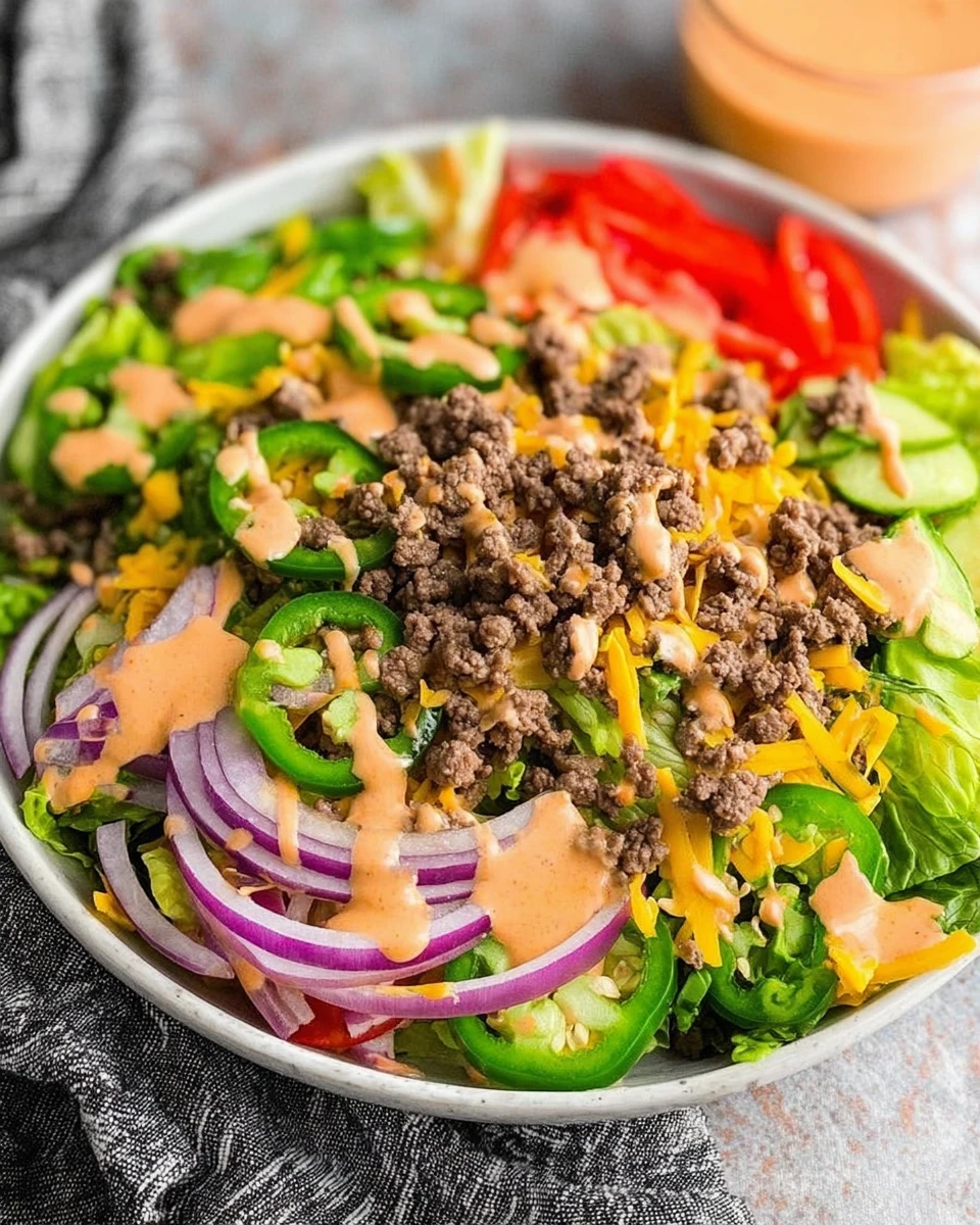 Burger Salad with Special Sauce Dressing