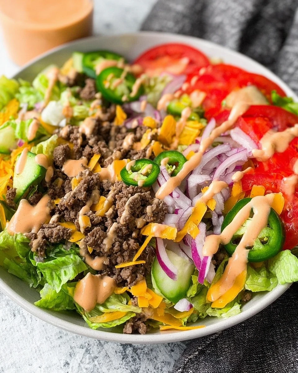 Burger Salad with Special Sauce Dressing