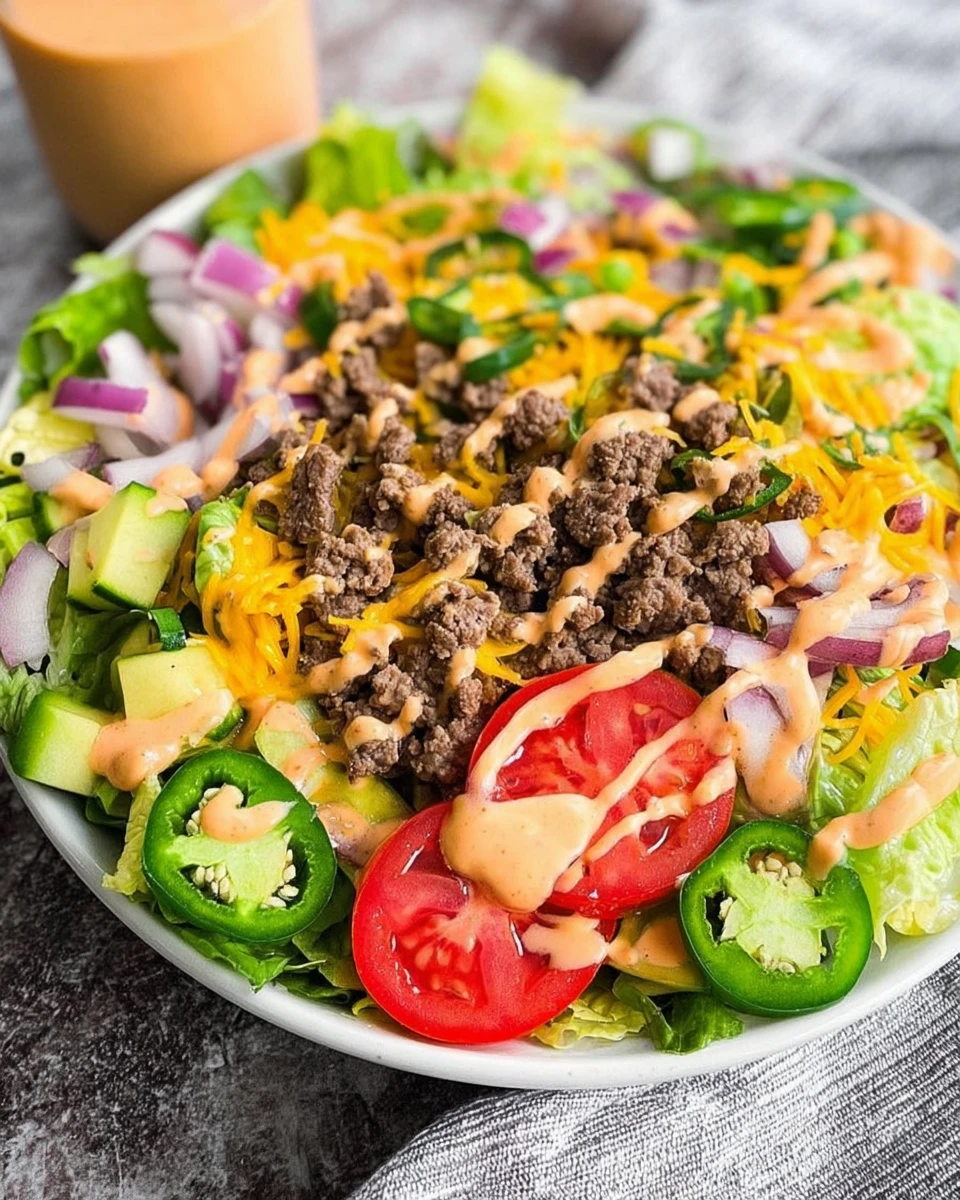 Burger Salad with Special Sauce Dressing