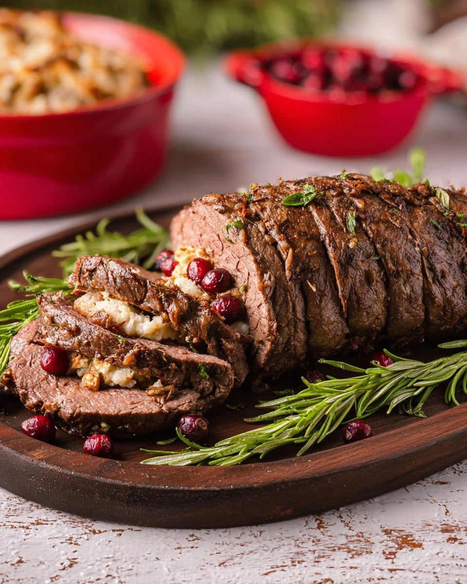 Cranberry Cream Cheese Stuffed Flank Steak