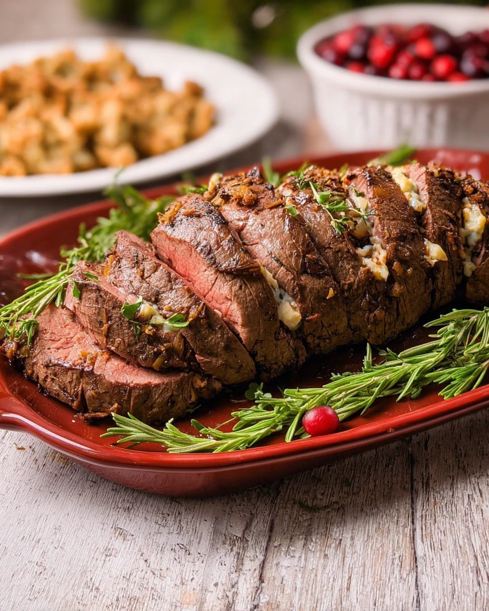Cranberry Cream Cheese Stuffed Flank Steak
