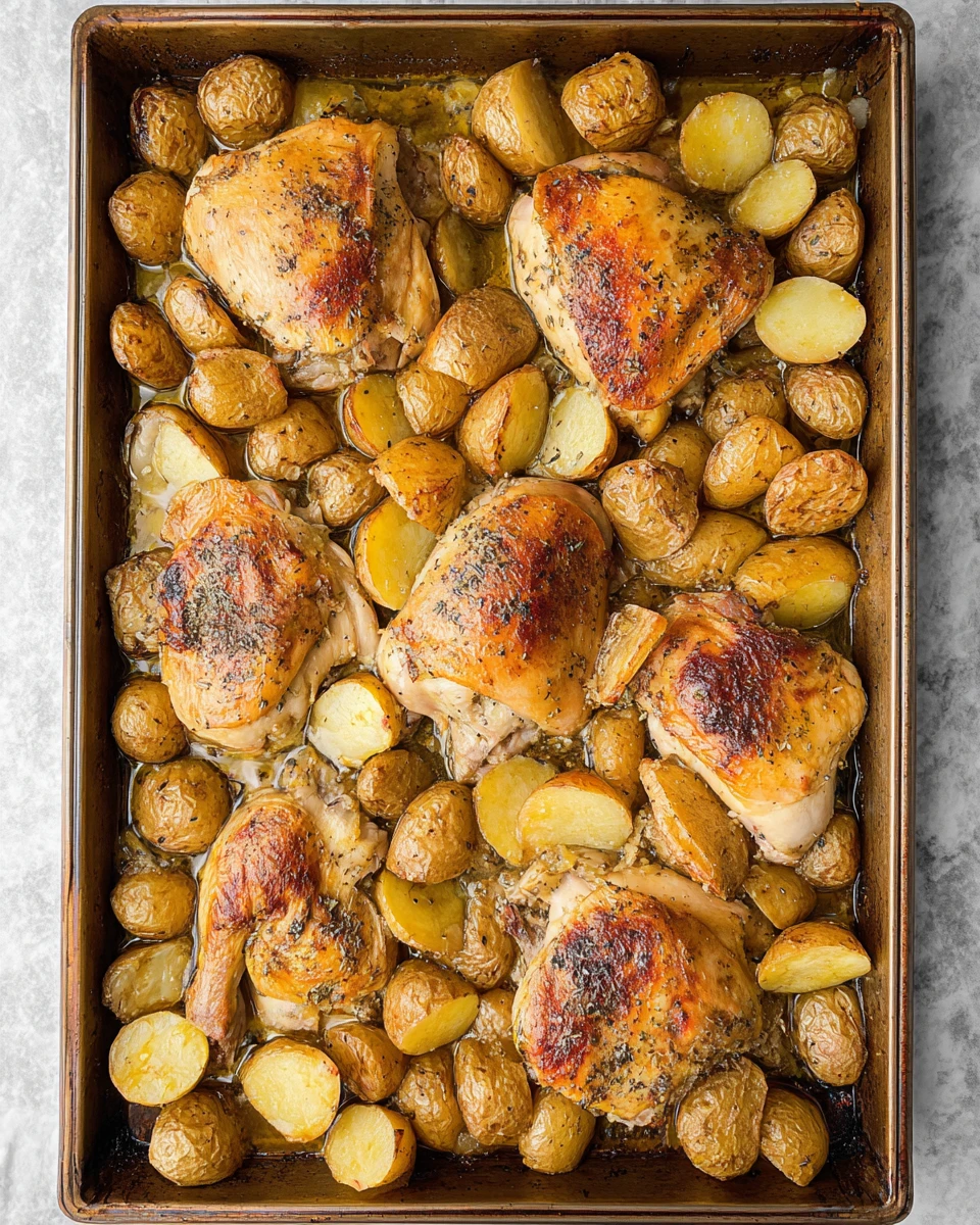 One Pan Garlic Roasted Chicken and Baby Potatoes