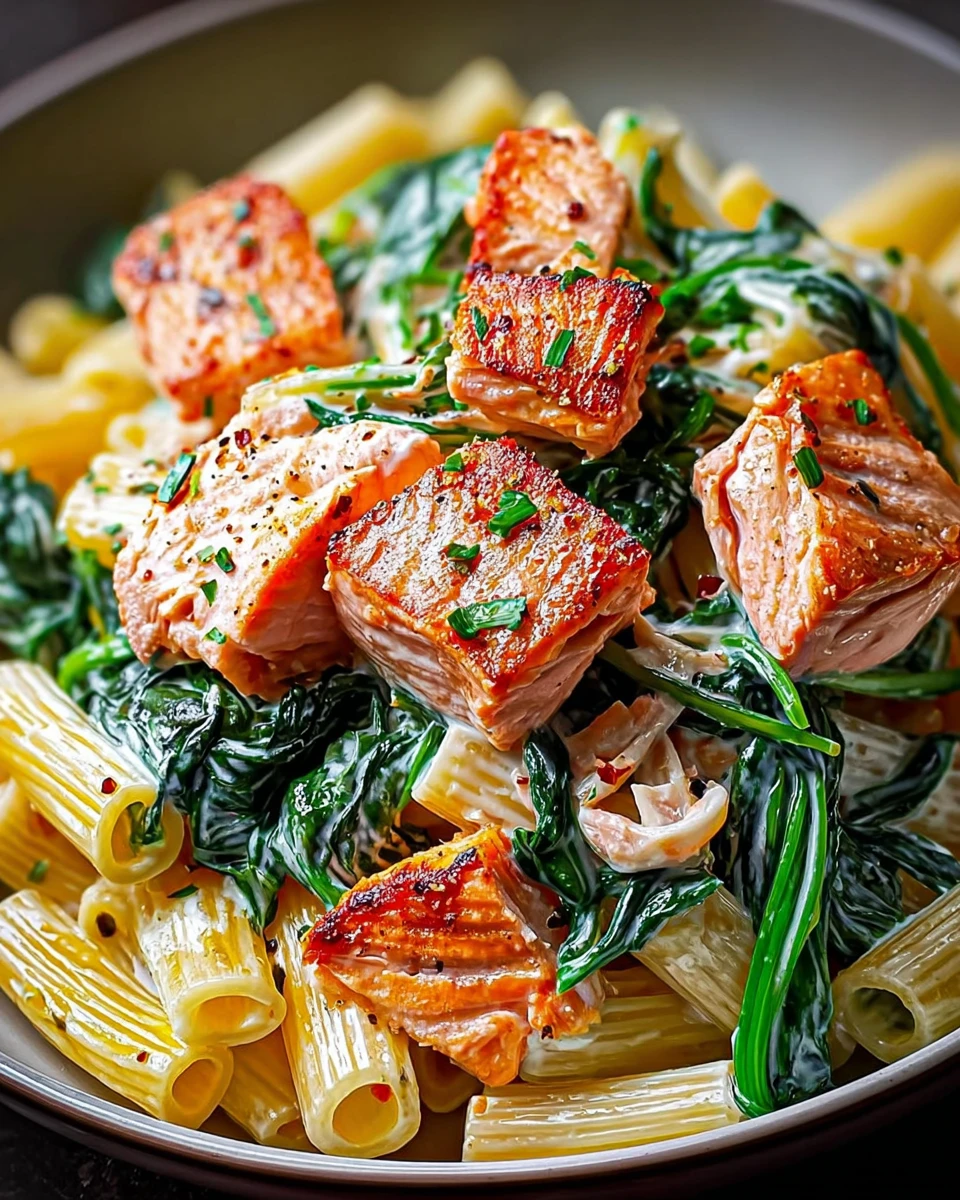 Salmon Spinach Pasta Dish