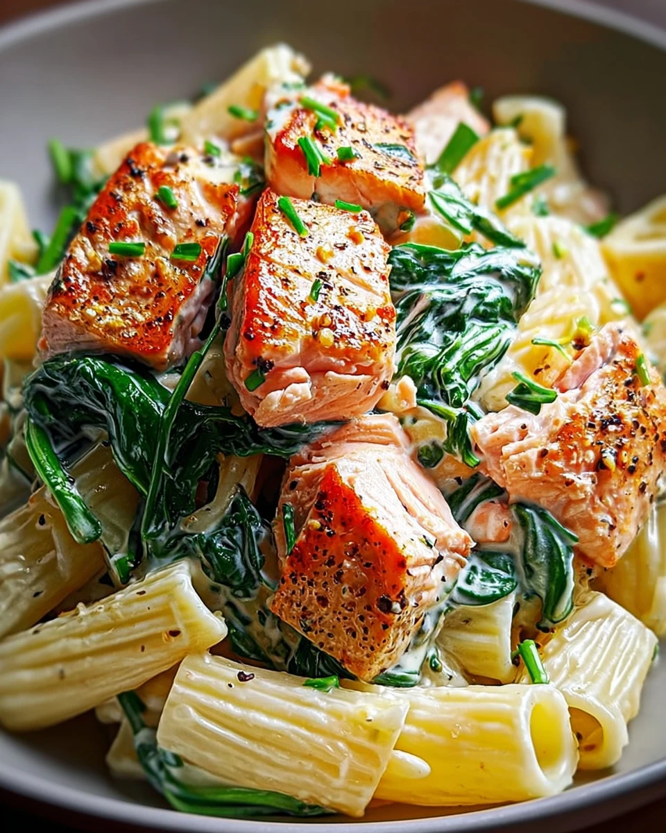Salmon Spinach Pasta Dish