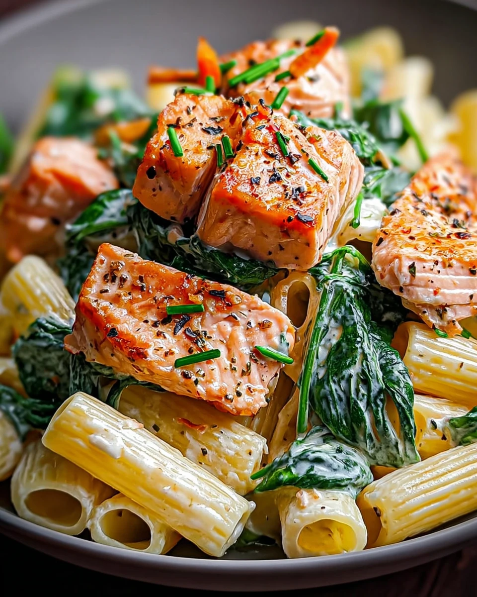 Salmon Spinach Pasta Dish