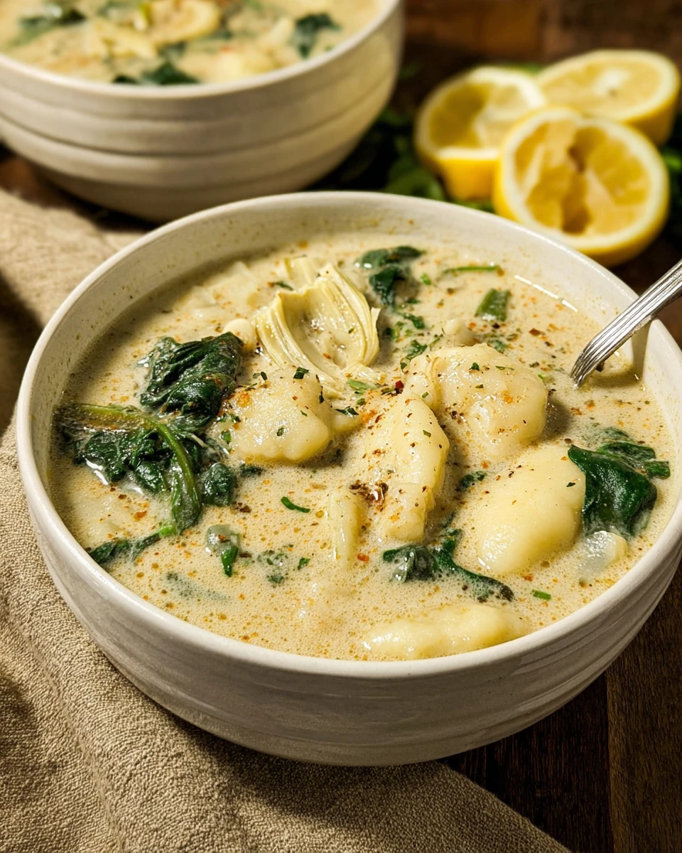 Vegan Spinach Artichoke Gnocchi Soup