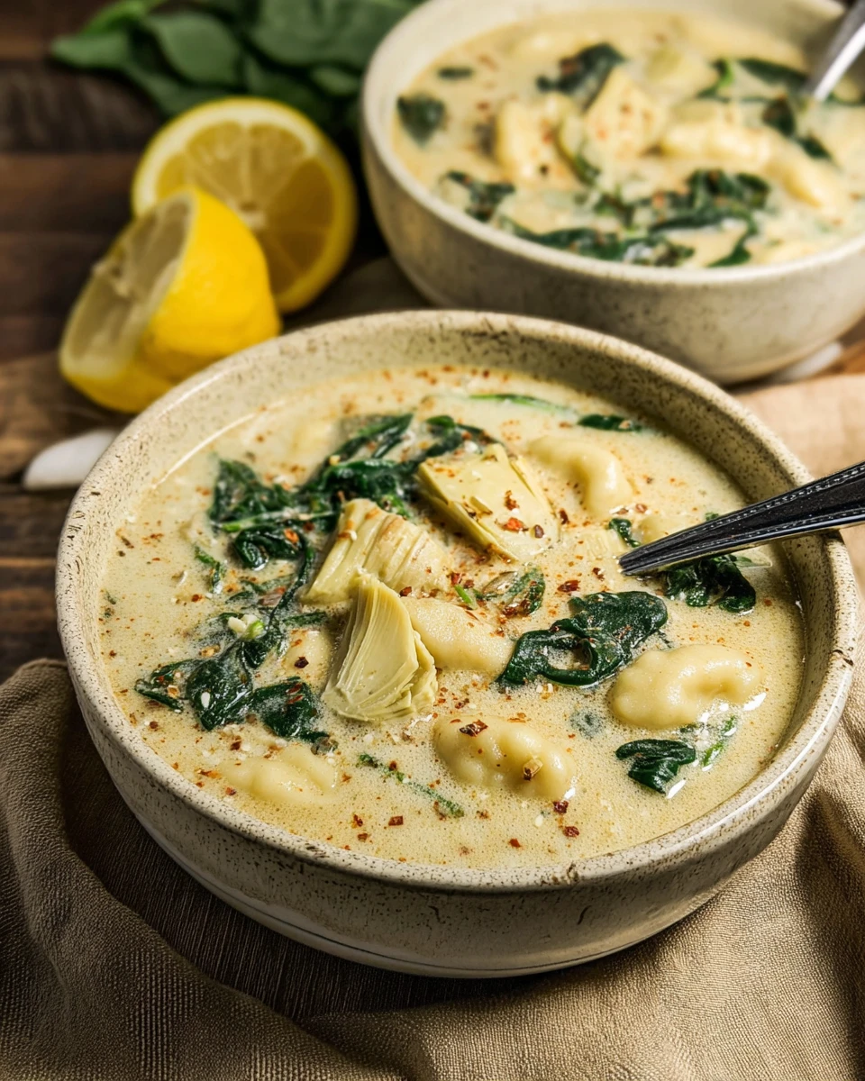 Vegan Spinach Artichoke Gnocchi Soup