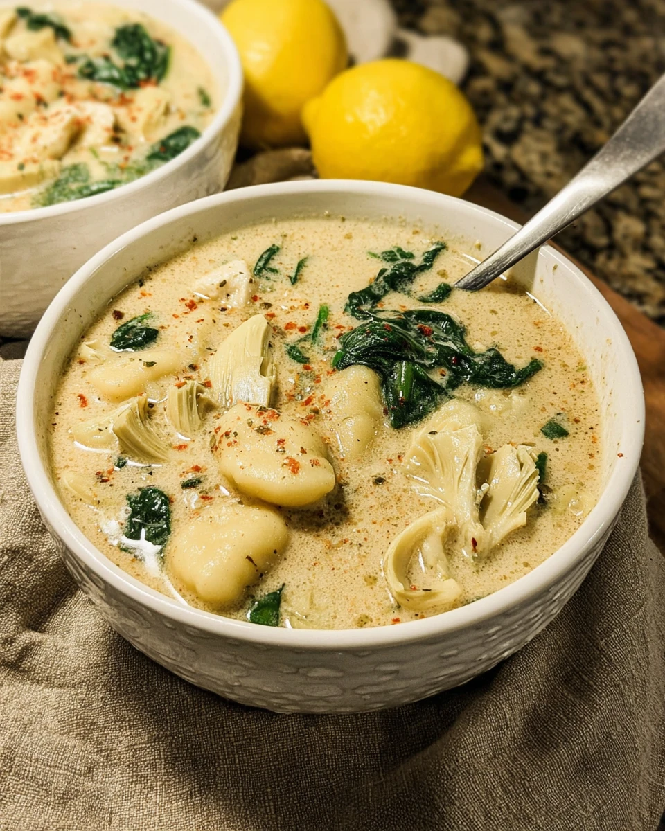 Vegan Spinach Artichoke Gnocchi Soup