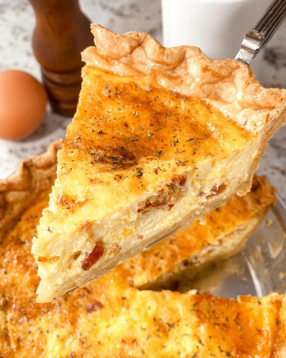 Bacon Cheddar Quiche with Frozen Pie Crust