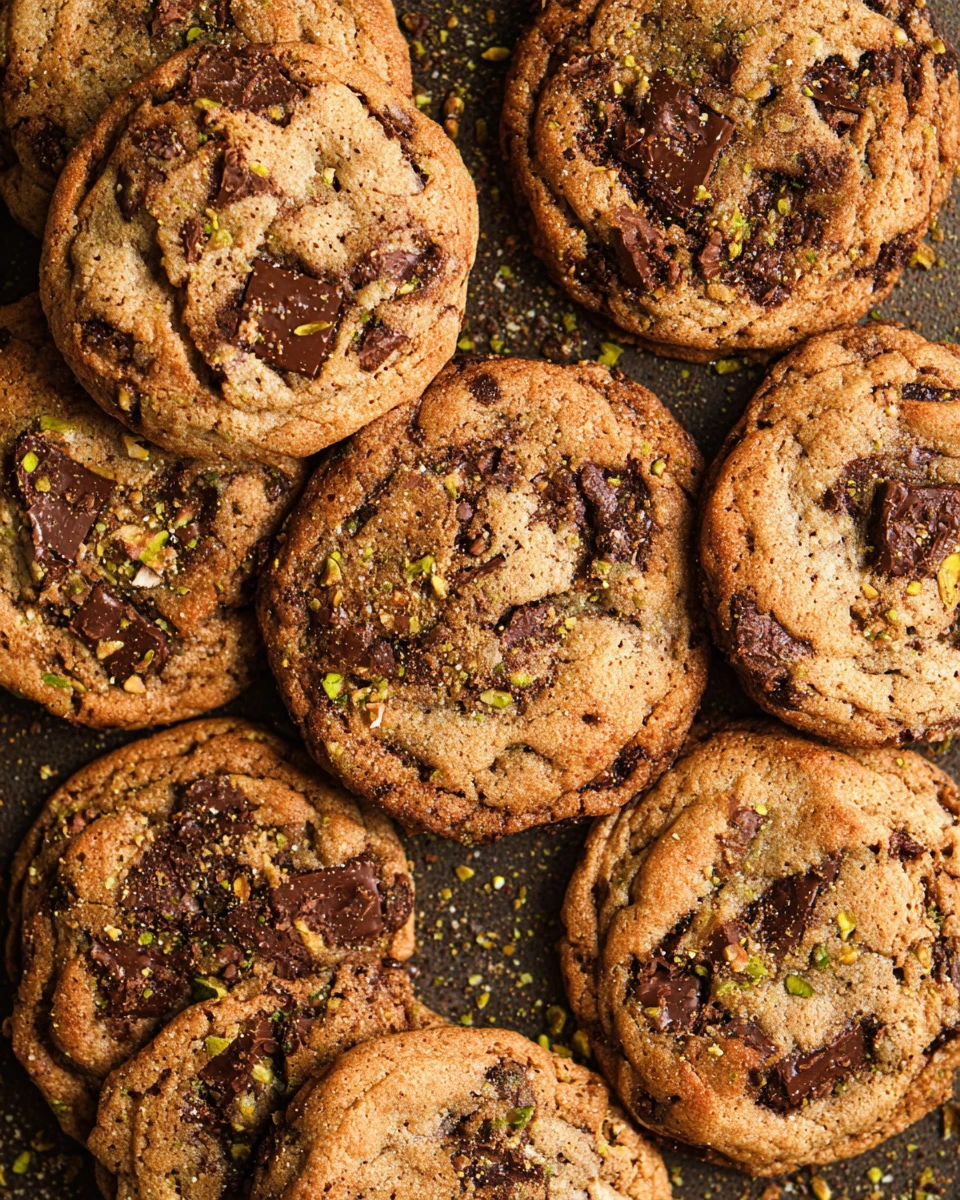 Brown Butter Pistachio Chocolate Chunk Cookies