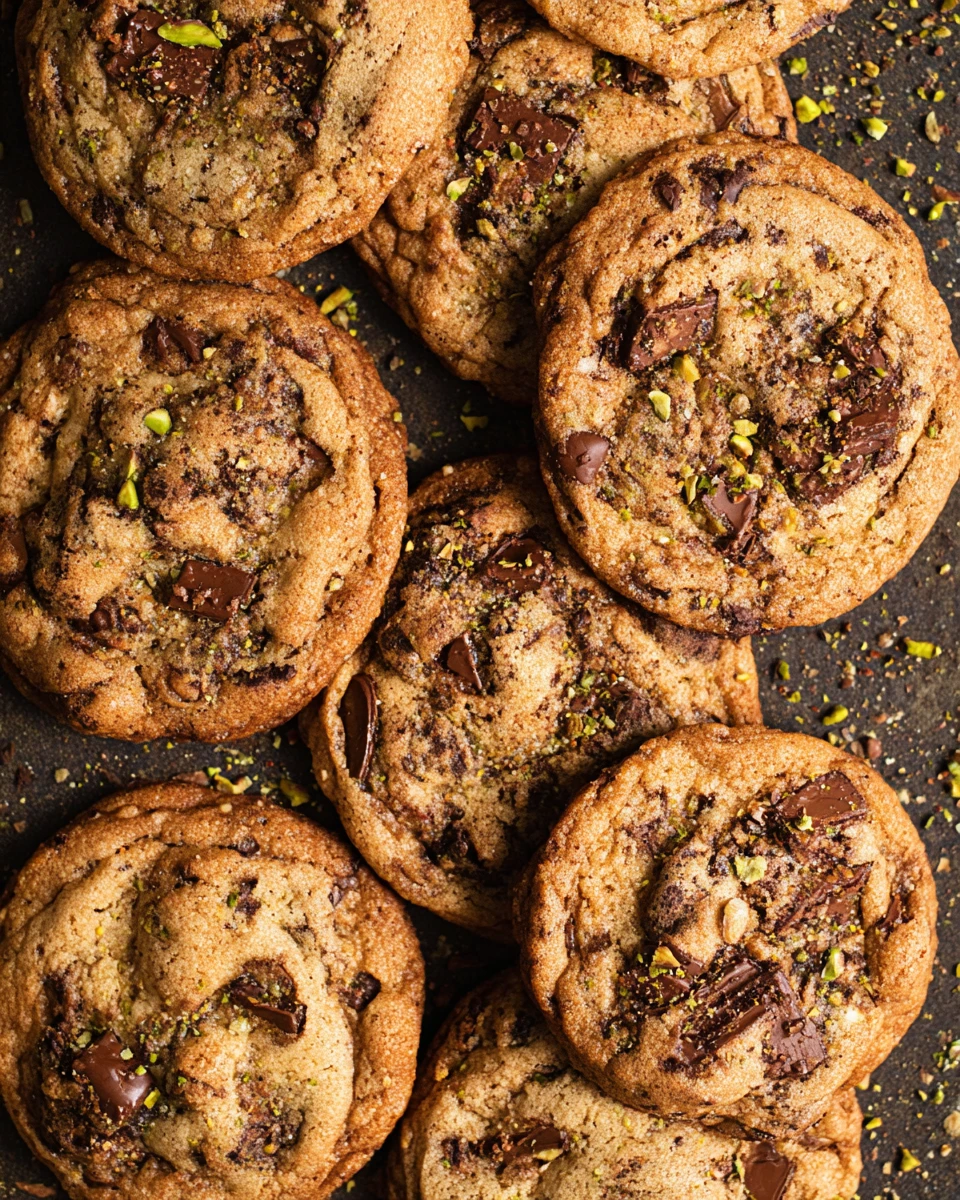 Brown Butter Pistachio Chocolate Chunk Cookies