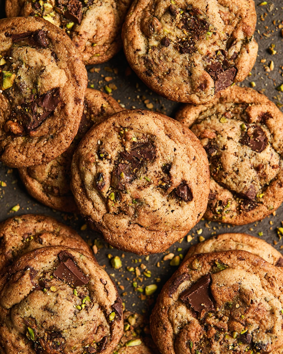 Brown Butter Pistachio Chocolate Chunk Cookies