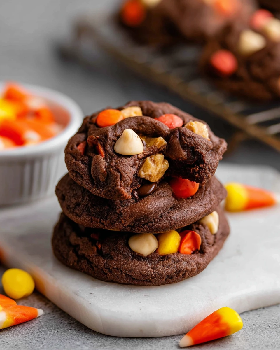 Chocolate Candy Corn Cookies