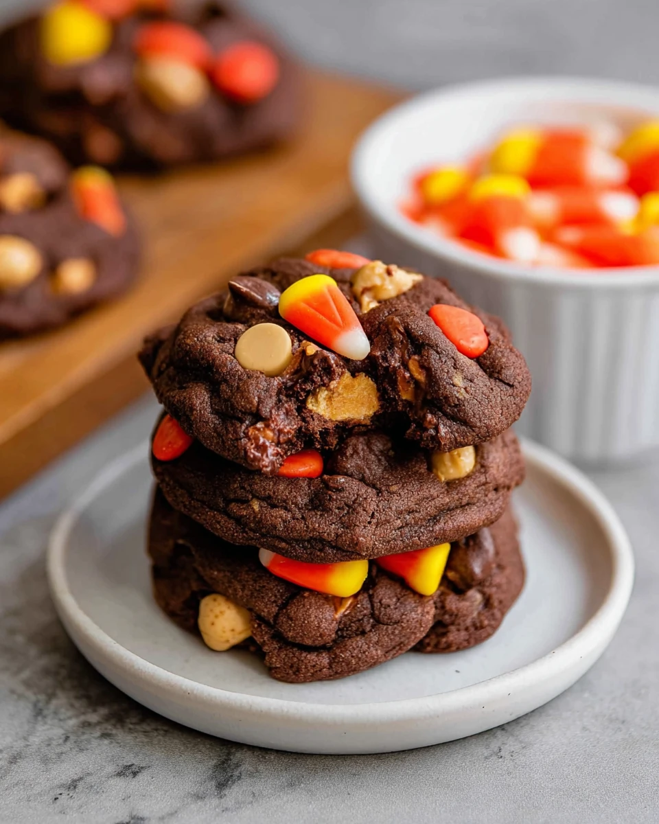 Chocolate Candy Corn Cookies