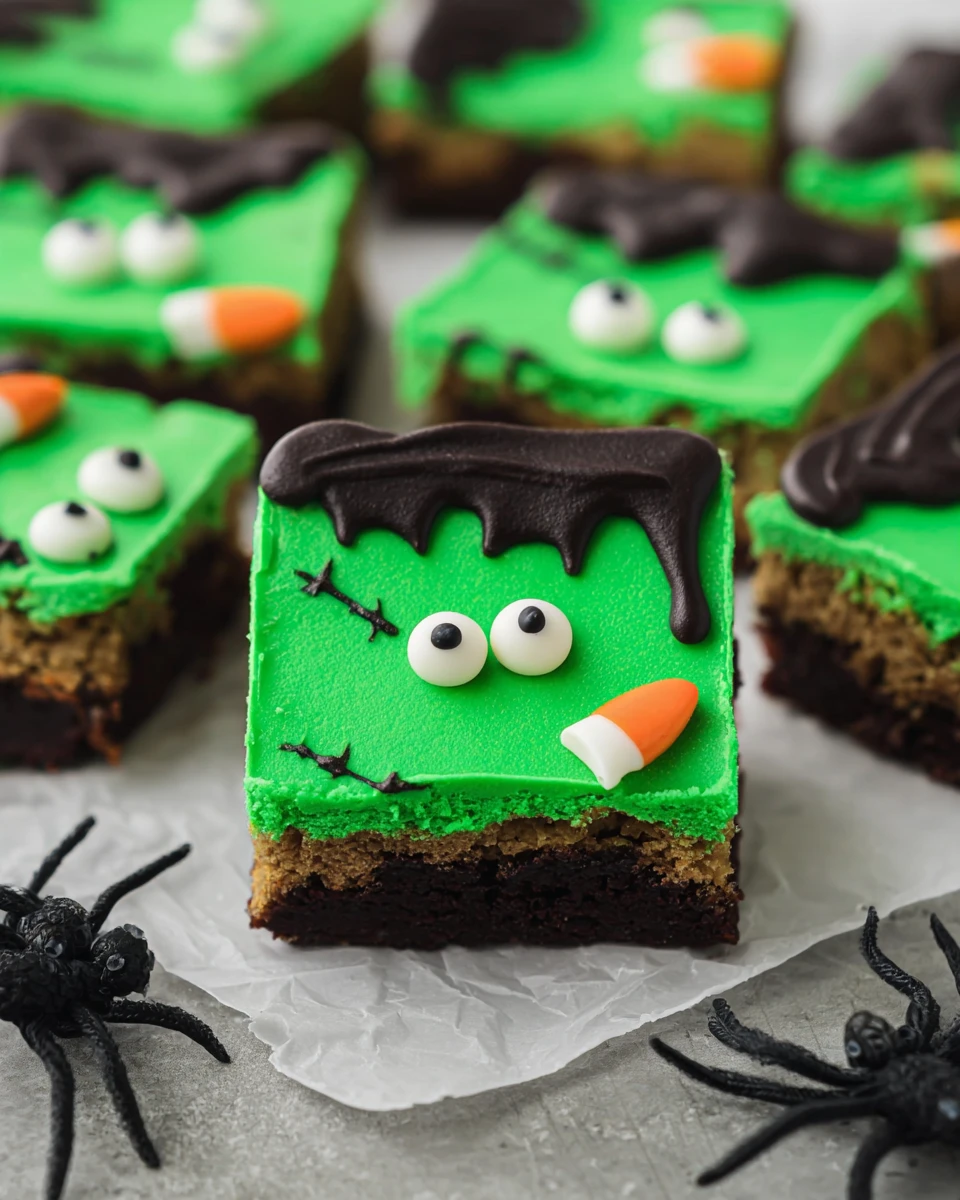 Cute Frankenstein Cookie Bars