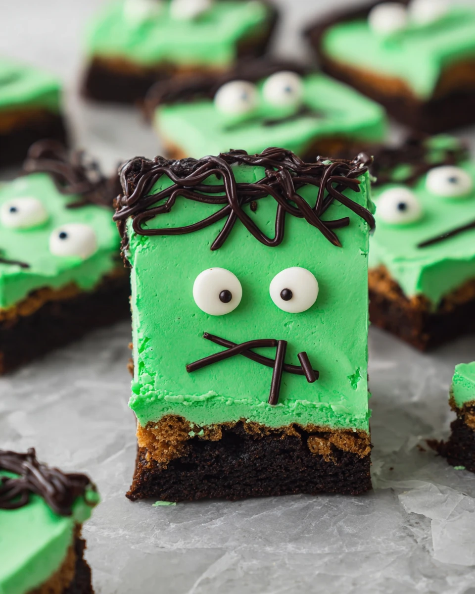 Cute Frankenstein Cookie Bars