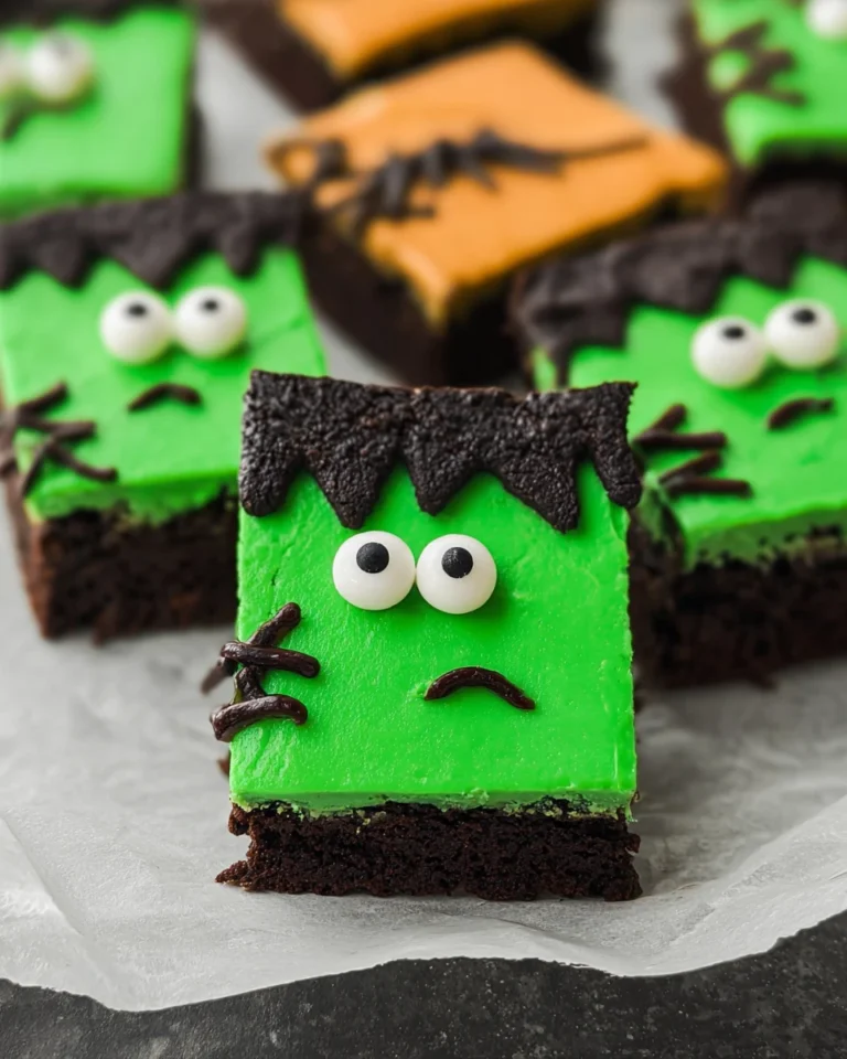 Cute Frankenstein Cookie Bars