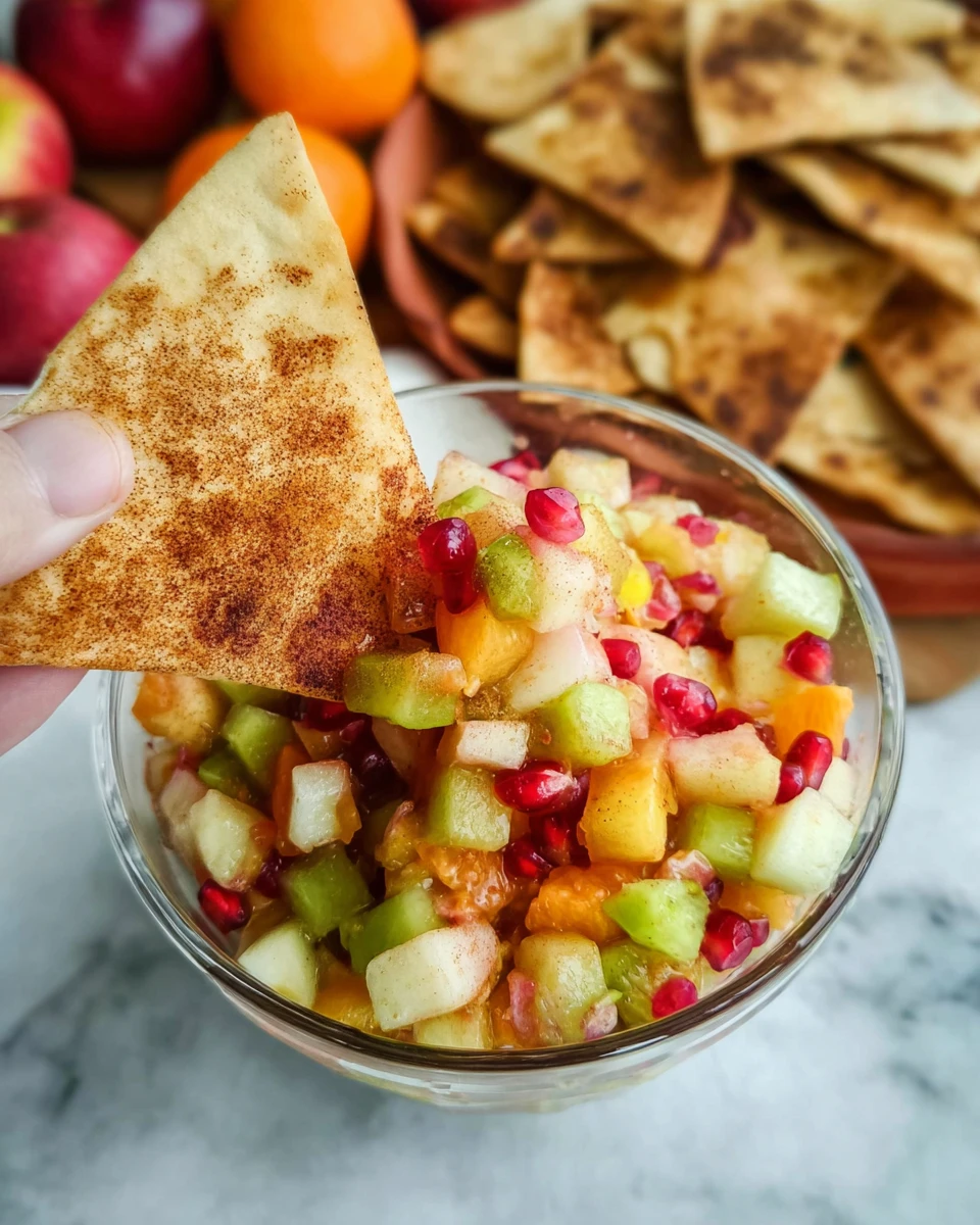 Fall Fruit Salsa with Cinnamon Pita Chips