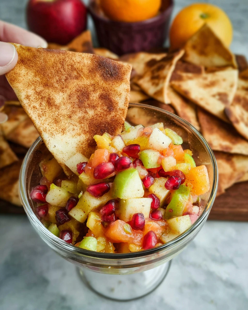 Fall Fruit Salsa with Cinnamon Pita Chips