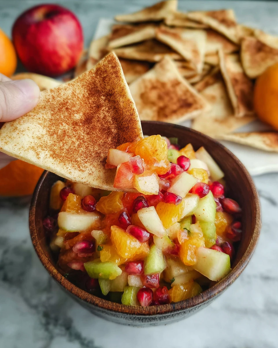 Fall Fruit Salsa with Cinnamon Pita Chips