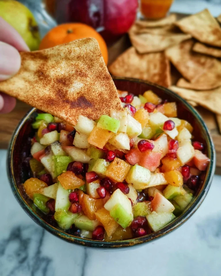 Fall Fruit Salsa with Cinnamon Pita Chips