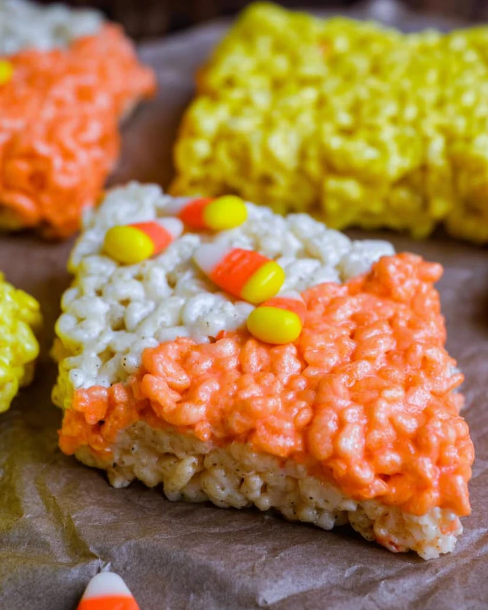 Halloween Rice Krispie Treats (Candy Corn Shape!)