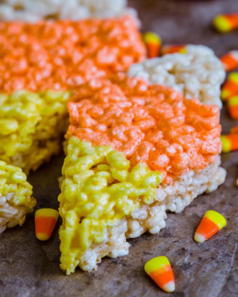Halloween Rice Krispie Treats (Candy Corn Shape!)