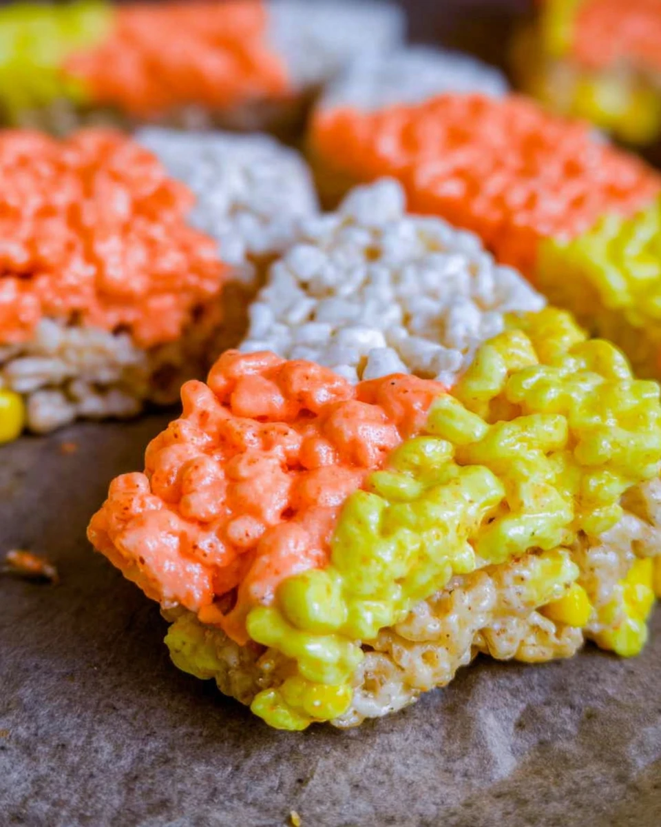 Halloween Rice Krispie Treats (Candy Corn Shape!)