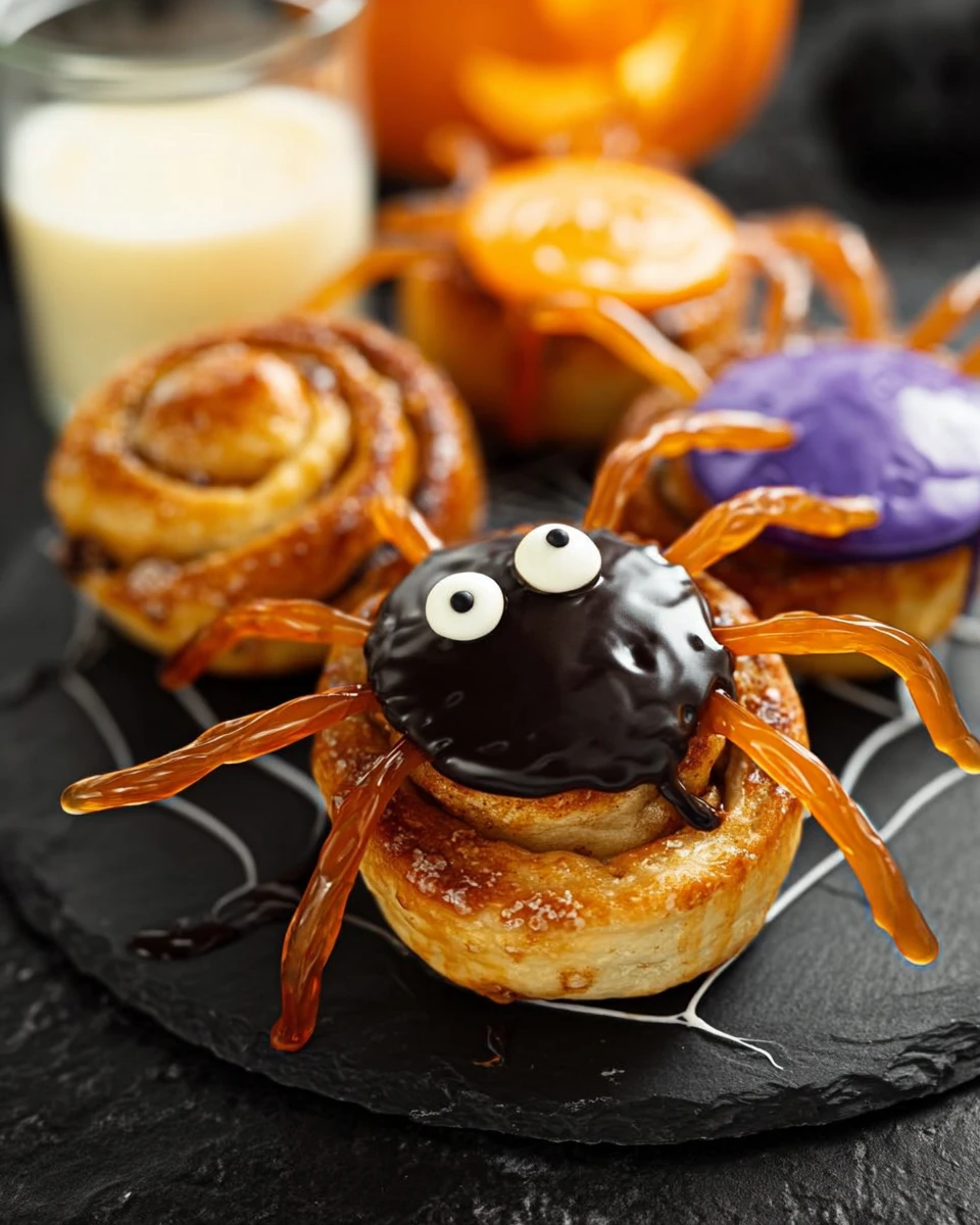 Halloween Spider Cinnamon Rolls