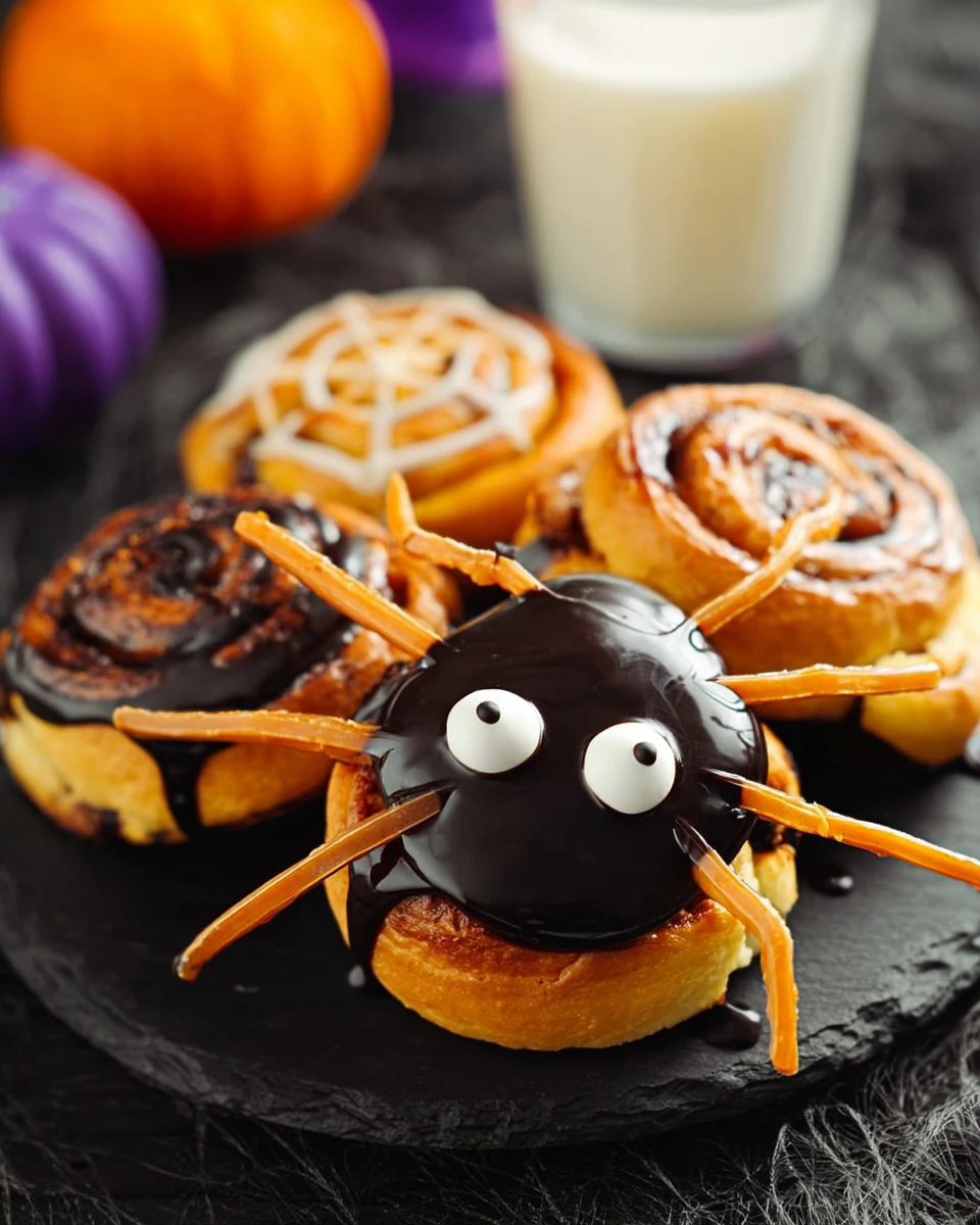 Halloween Spider Cinnamon Rolls