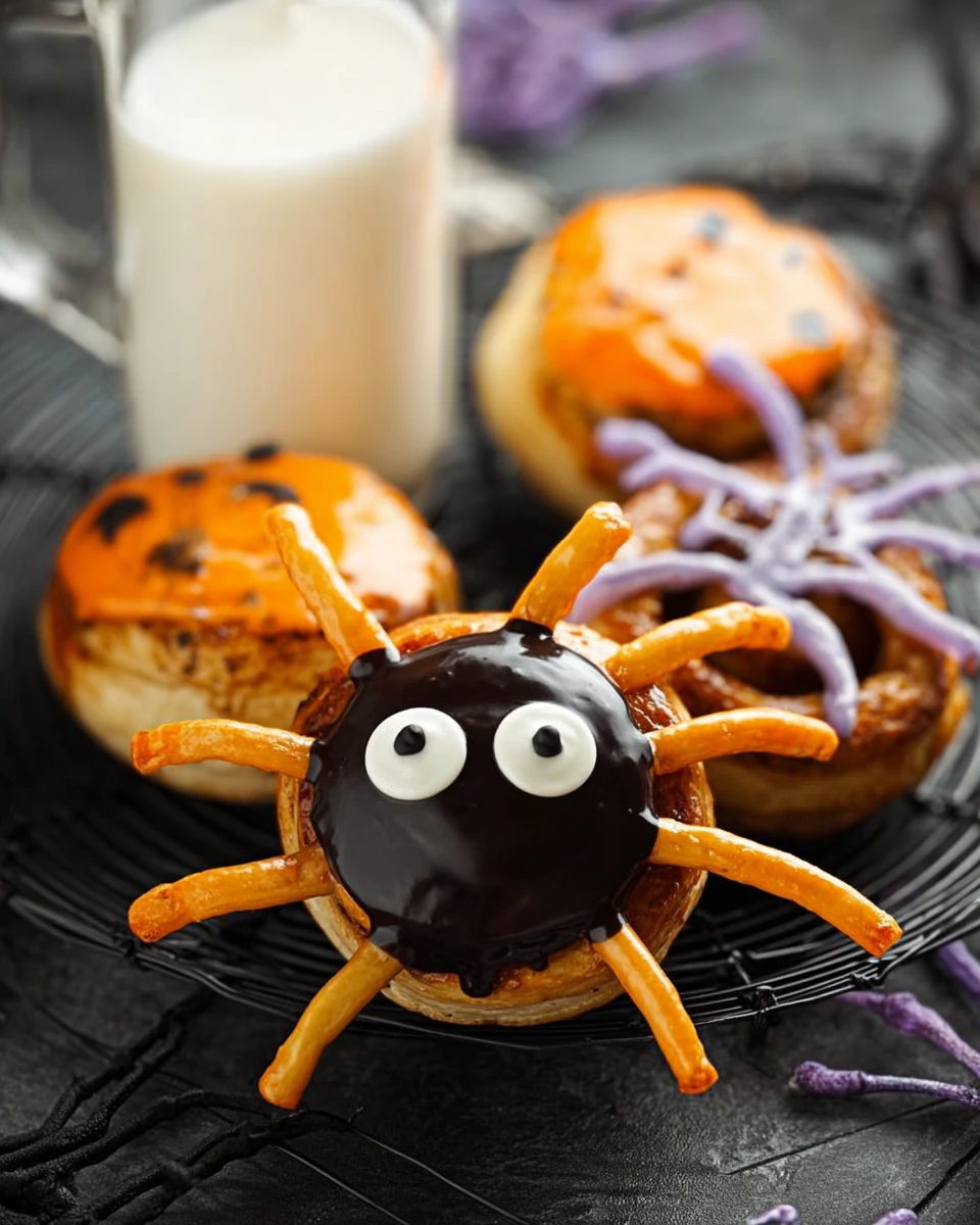 Halloween Spider Cinnamon Rolls