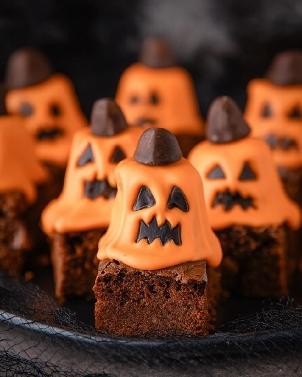 Melted Jack O’ Lantern Brownies