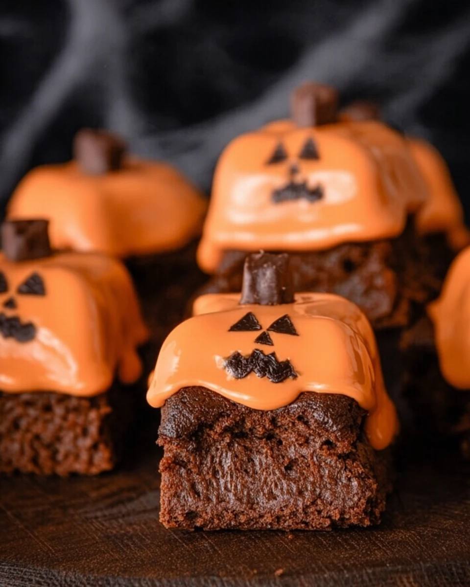 Melted Jack O’ Lantern Brownies