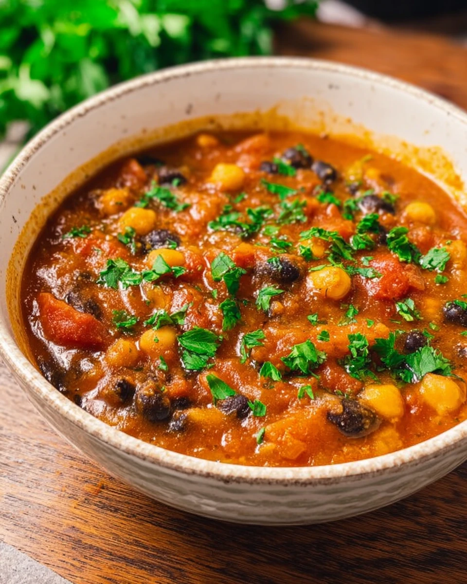 Pumpkin Chili with Black Beans and Chickpeas