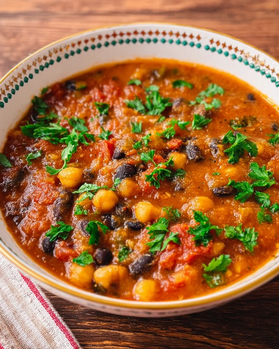 Pumpkin Chili with Black Beans and Chickpeas
