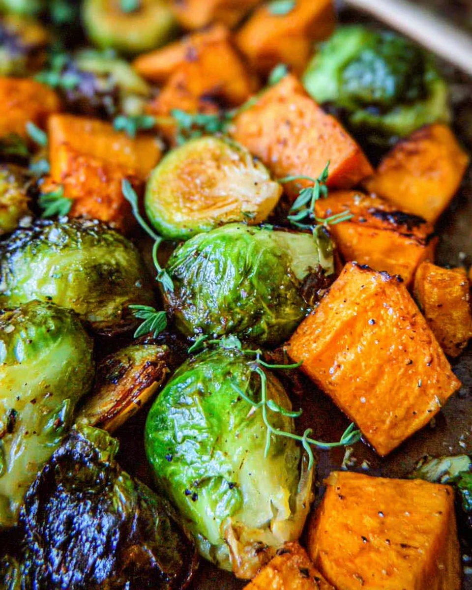 Roasted Brussel Sprouts and Roasted Sweet Potatoes