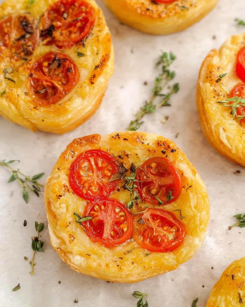 Tomato Upside Down Puff Pastry Tarts