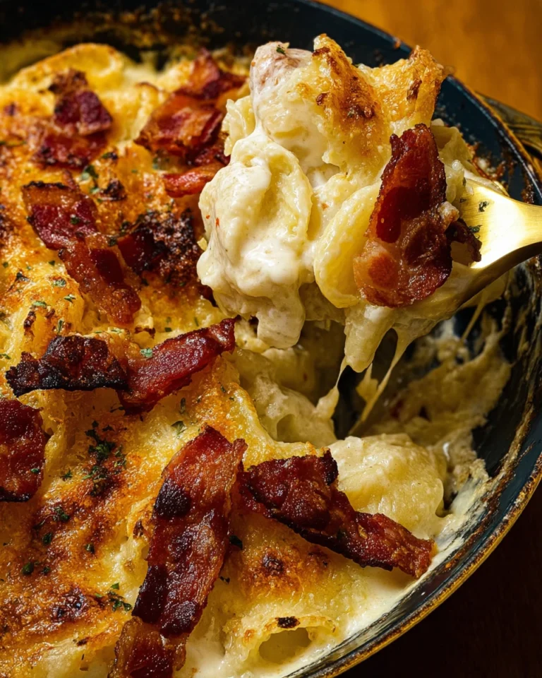 Baked White Mac + Cheese with Bacon