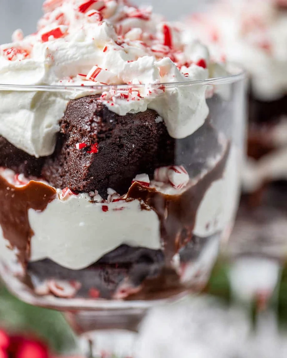 Candy Cane Brownie Trifle