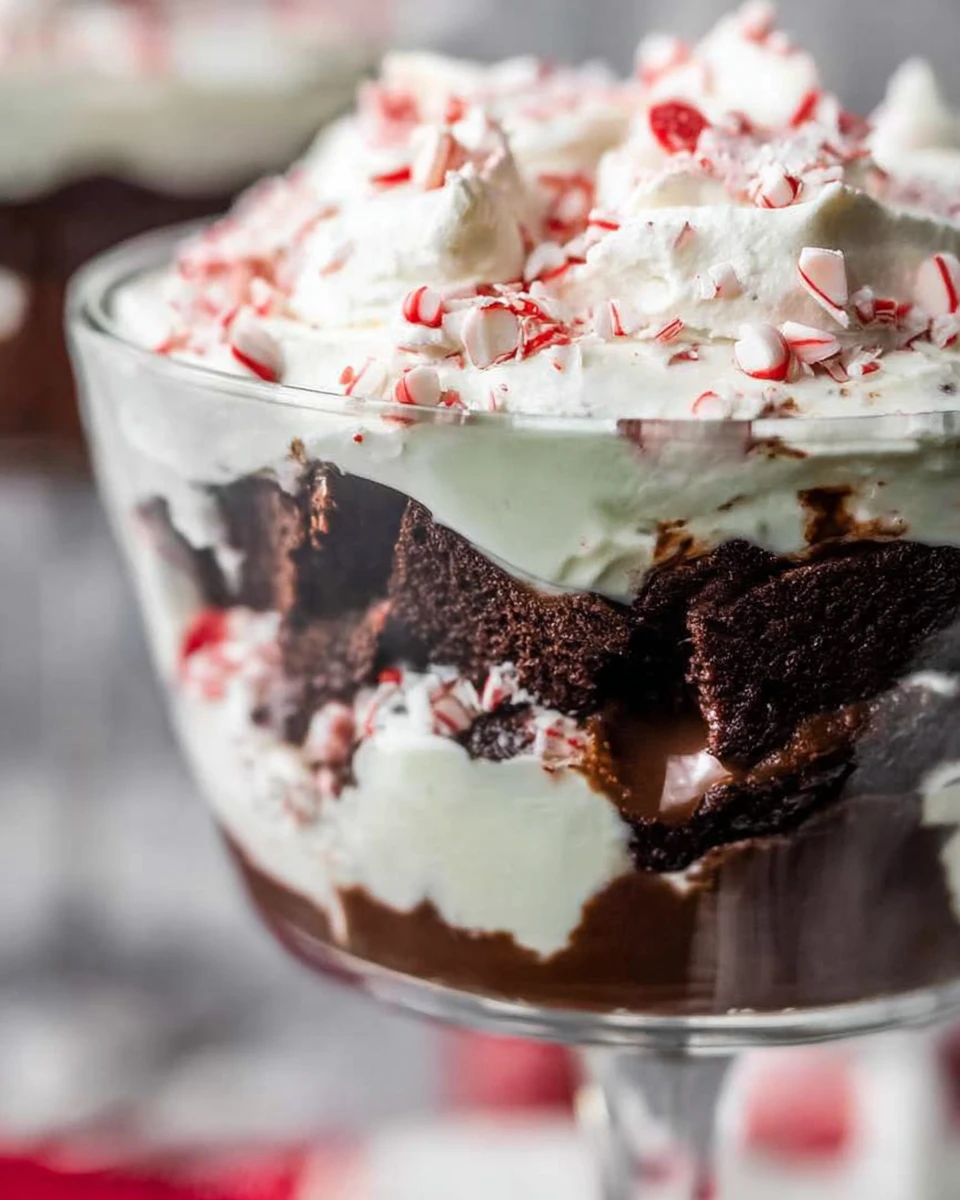Candy Cane Brownie Trifle