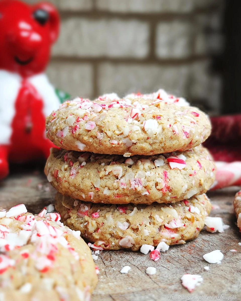 Crushed Candy Cane Oatmeal Cookies
