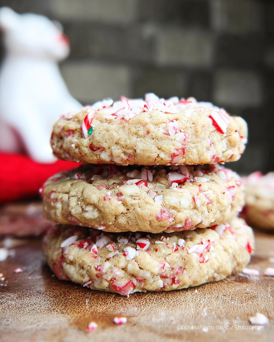 Crushed Candy Cane Oatmeal Cookies