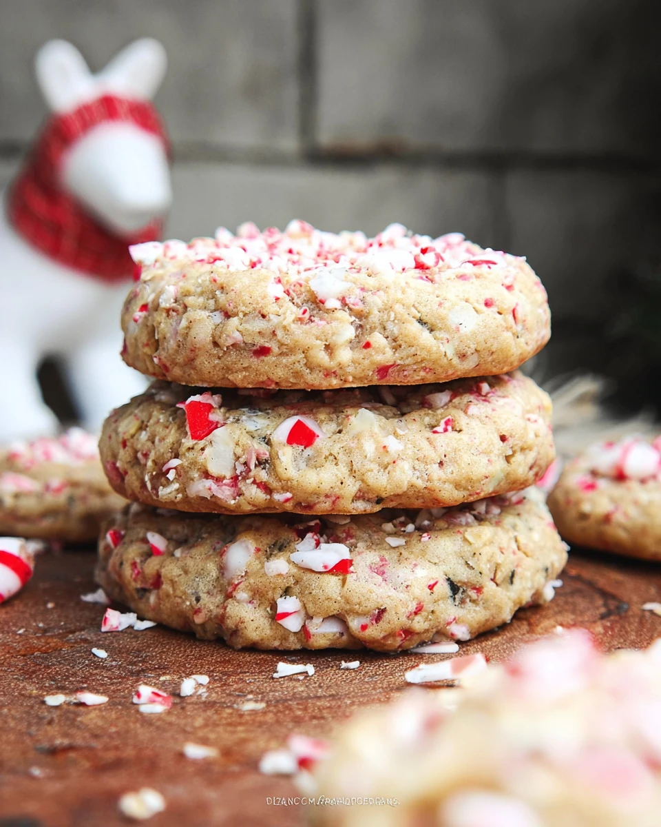 Crushed Candy Cane Oatmeal Cookies