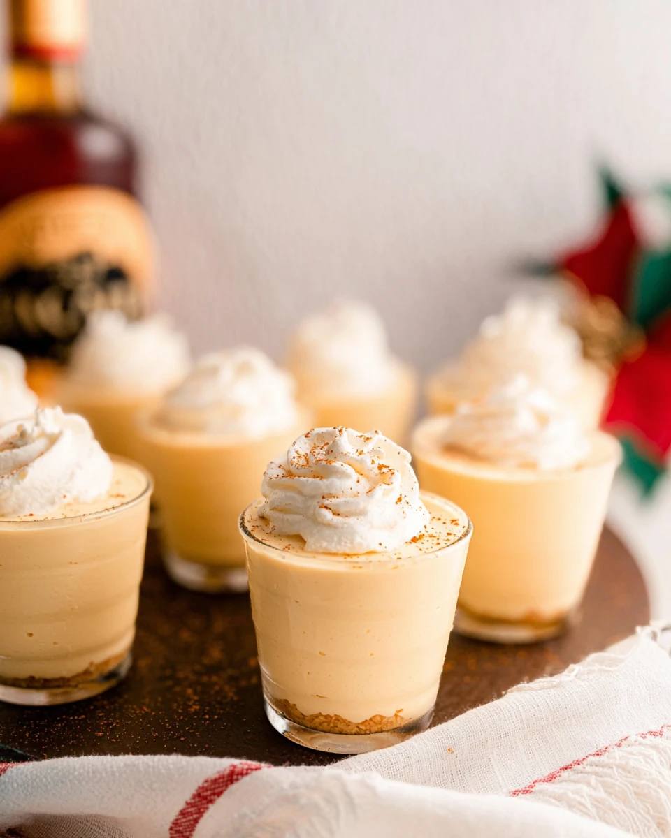 Eggnog Pudding Shots With Rum