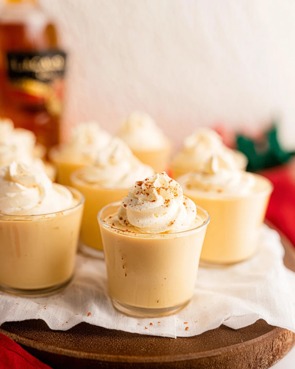 Eggnog Pudding Shots With Rum