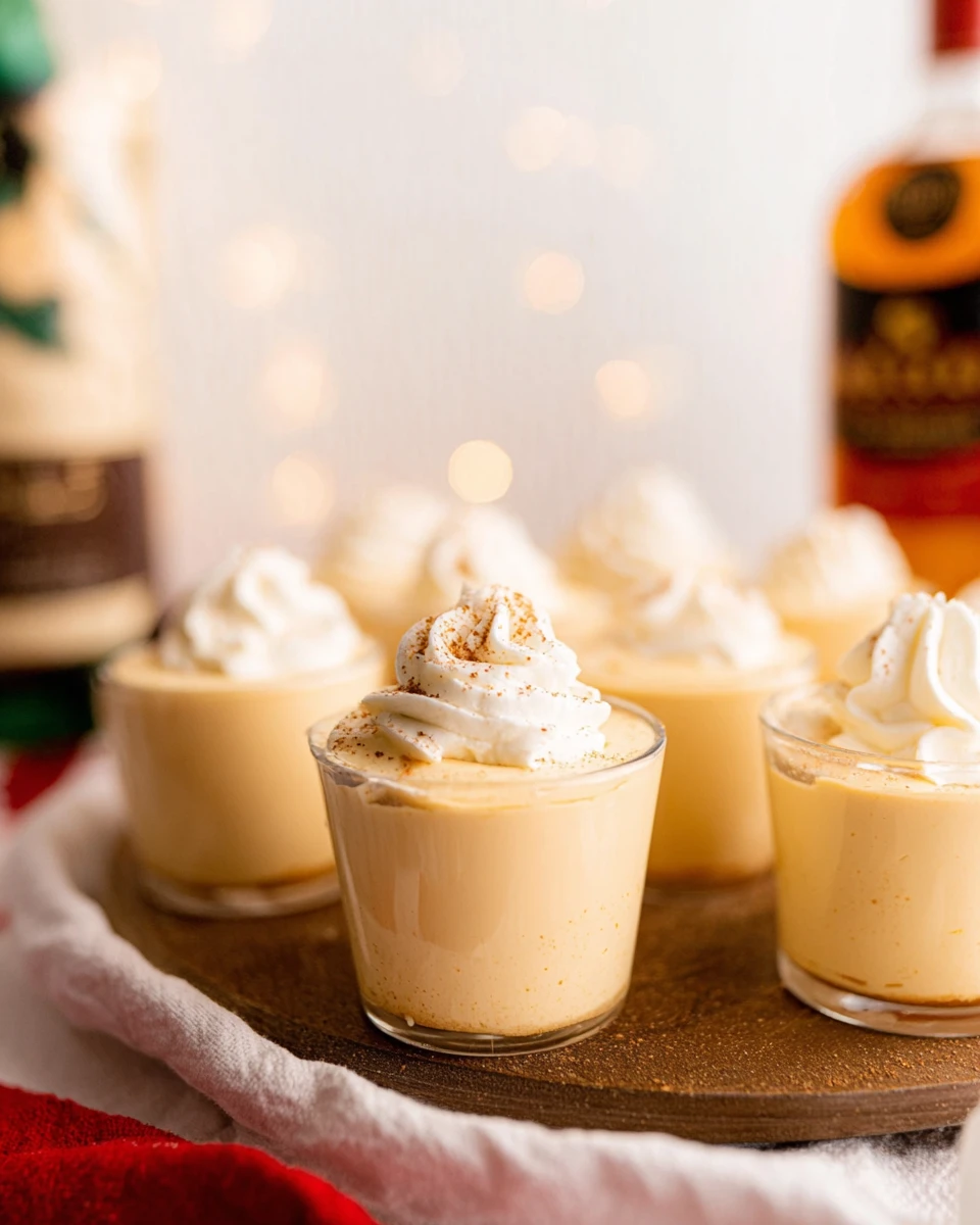 Eggnog Pudding Shots With Rum
