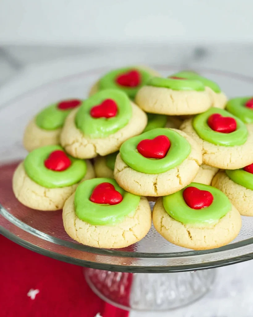 Grinch Thumbprint Cookies