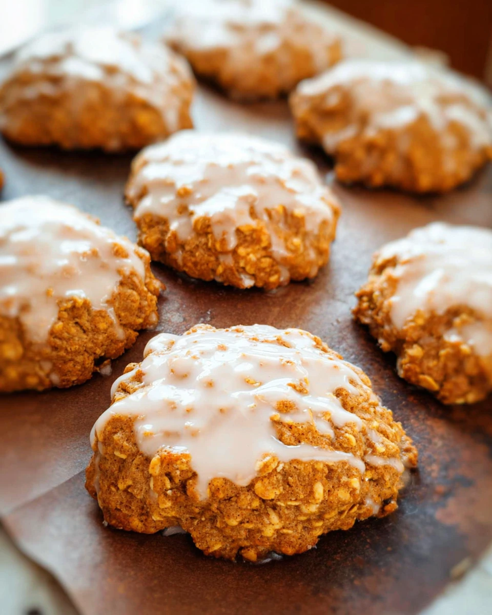 Iced Gingerbread Oatmeal Cookies